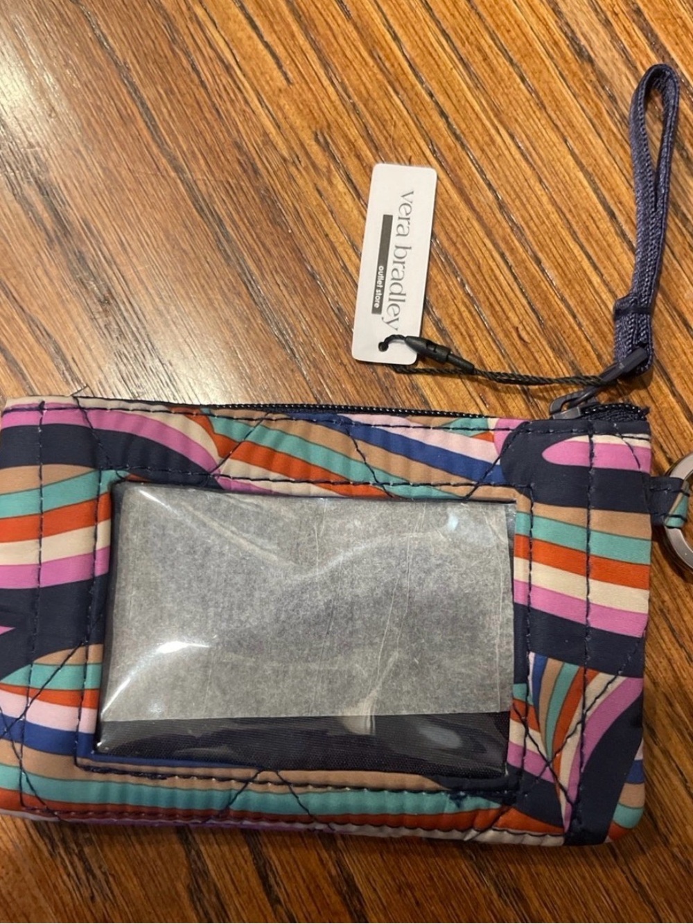 Vera Bradley Multicolor Wristlet ID Case - Striped Floral Print nwt